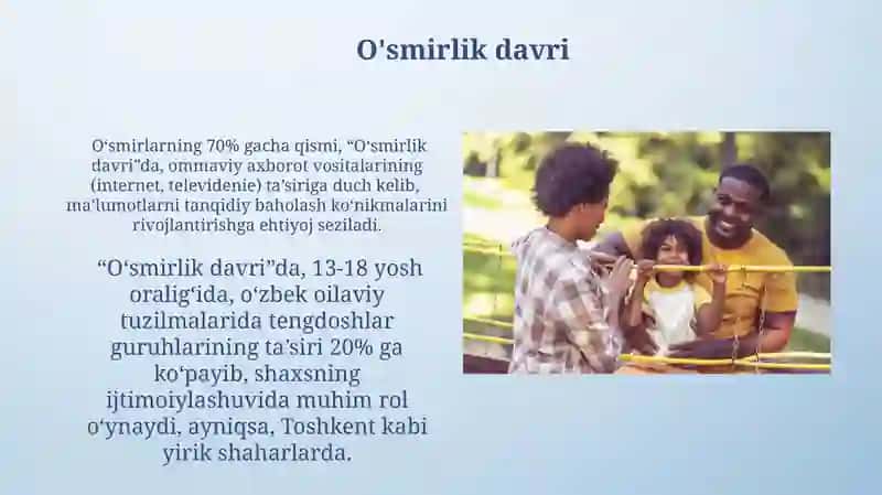 Oilaviy sotsializatsiya bosqichlari insitutlari ta'sir imkoniyatlari 3