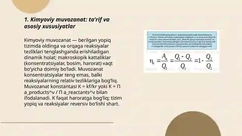 Kimyoviy muvozanat va uning siljishi 3