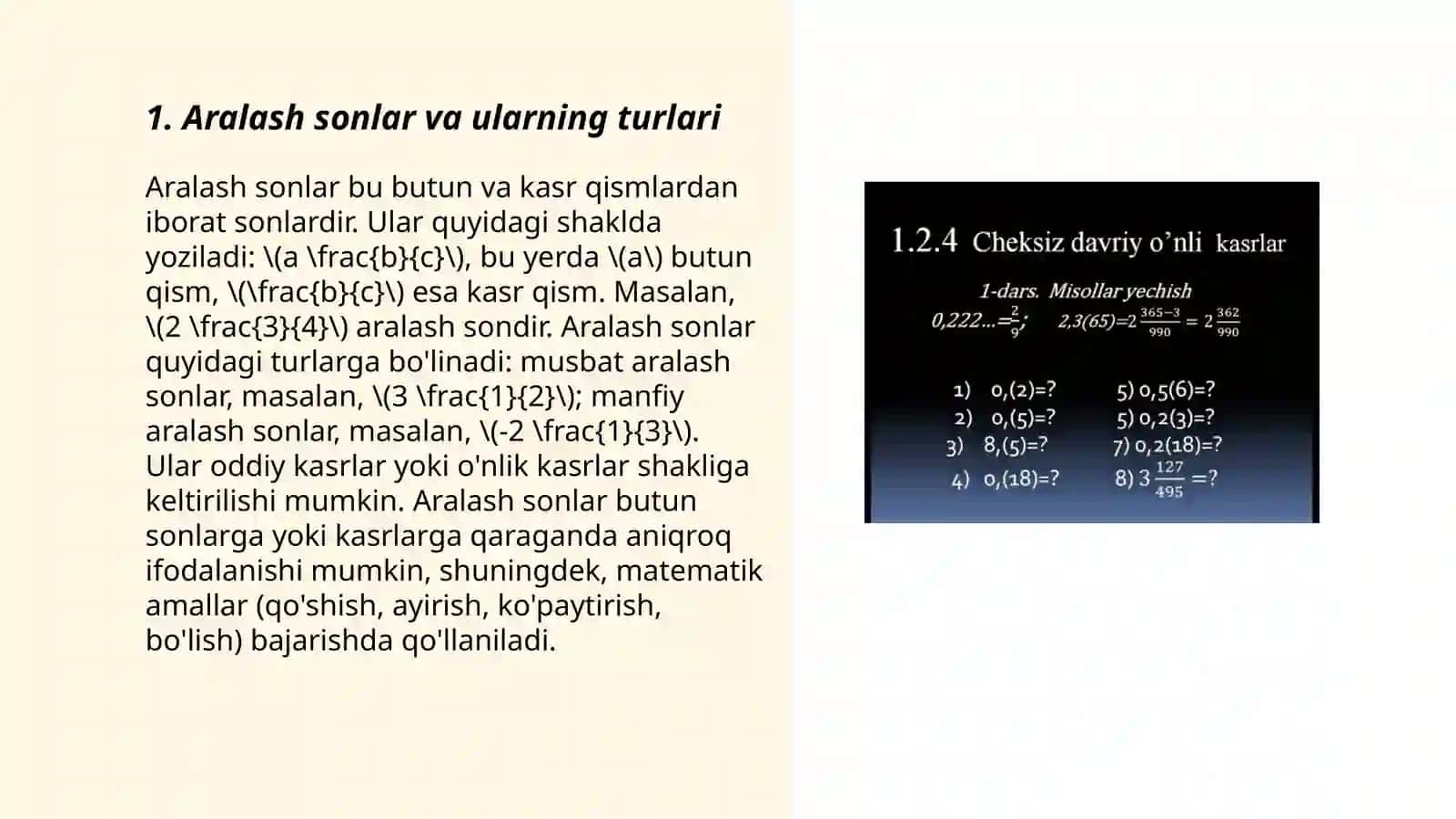 Aralash kasrlarni natural sonlarga ko'paytirish 3