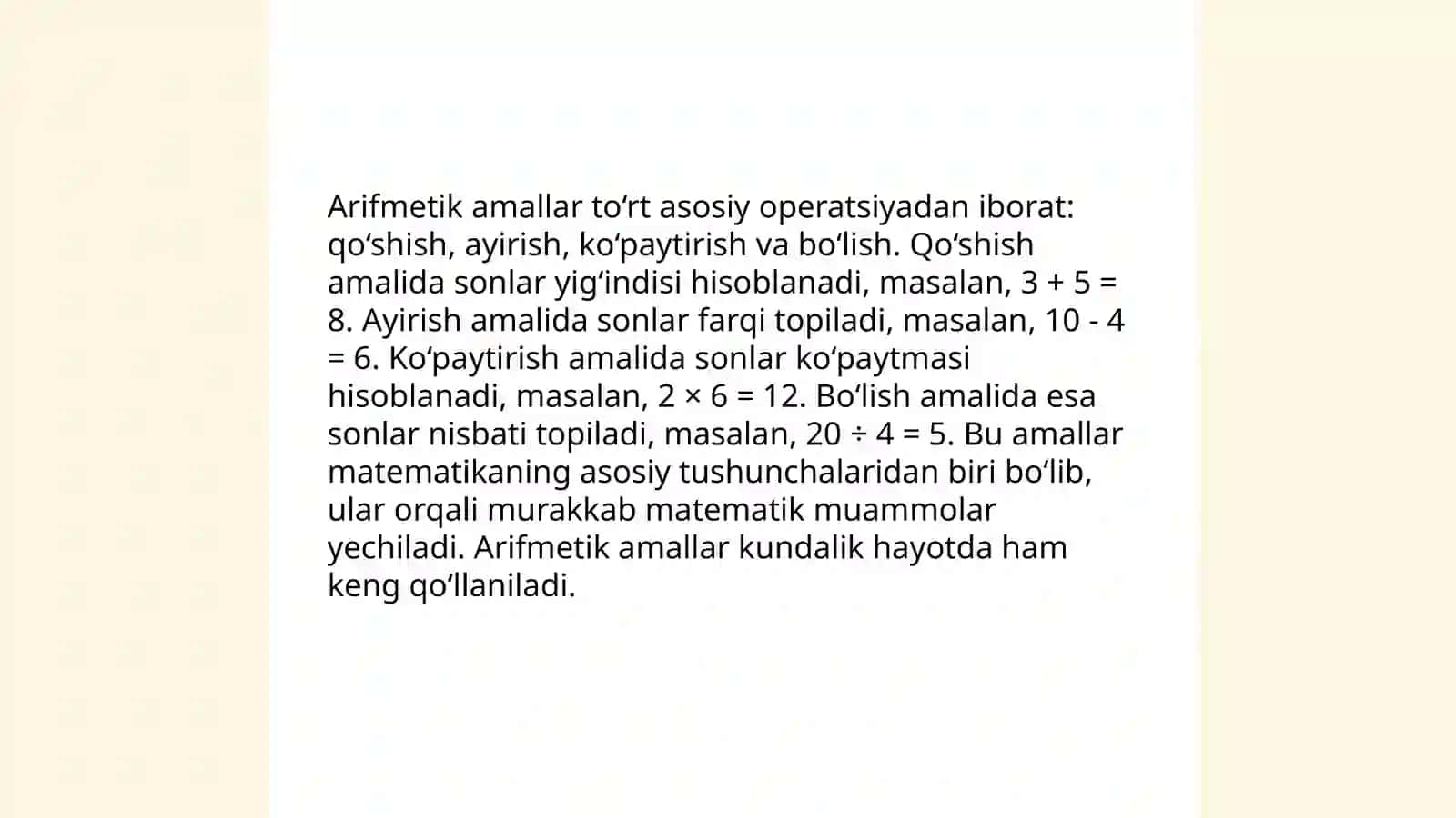 Arifmetik amallar 3