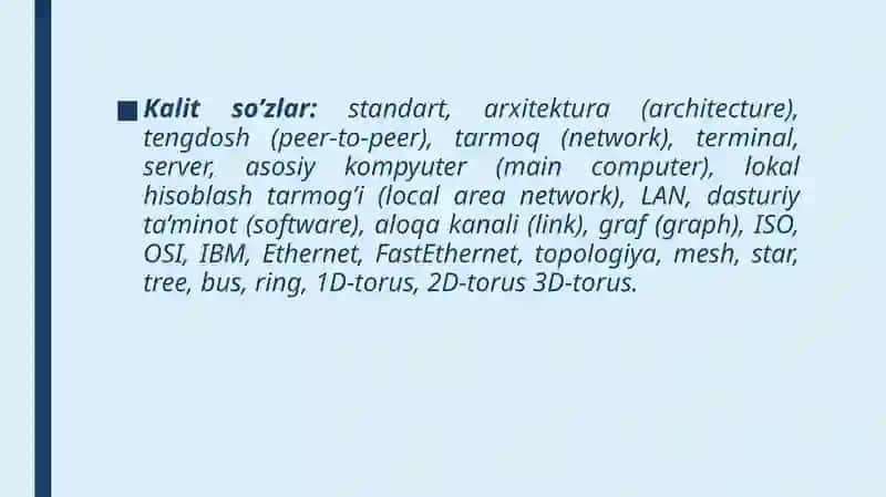 Tarmoq arxitekturalari 3