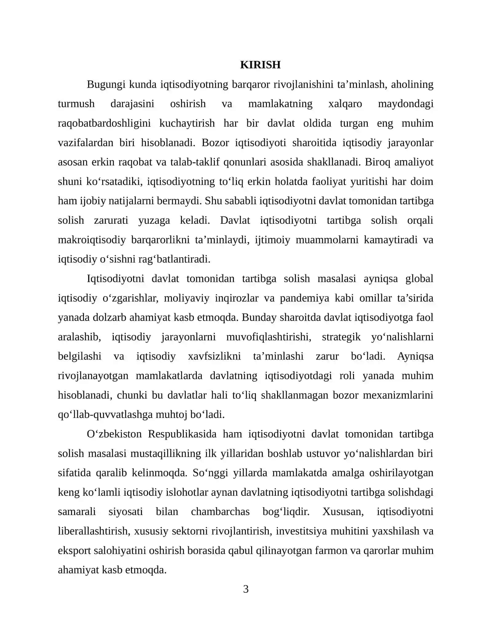 Iqtisodiyotni davlat tomonidan tartibga solish, uning vositalari va usullari 3