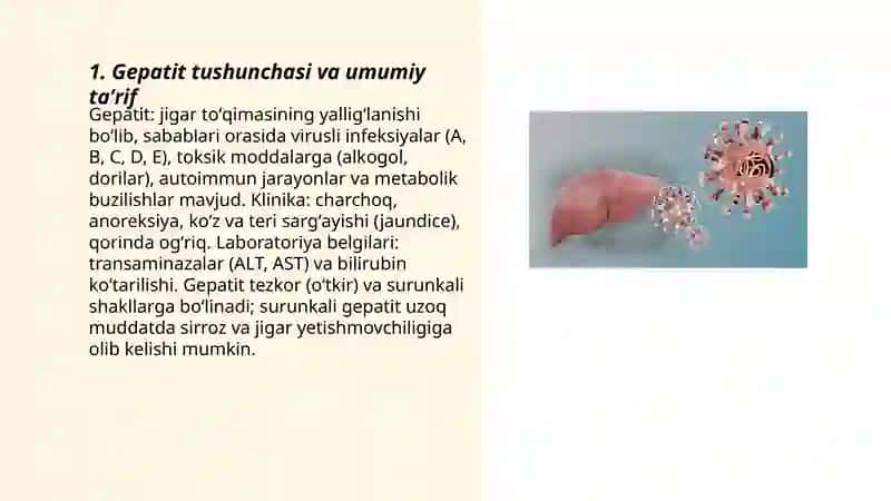 Gepatit tushunchasi turlari va uning qoʻzgʻatuvchisi 3