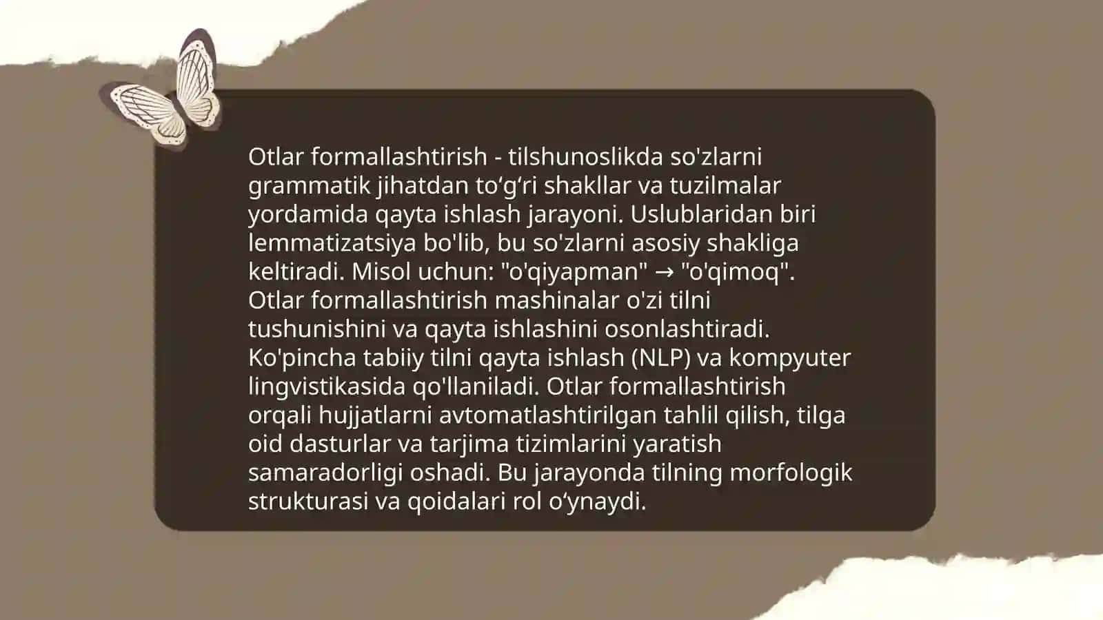 Formallashtirish. Soz turkumlarini formallashtirish 3