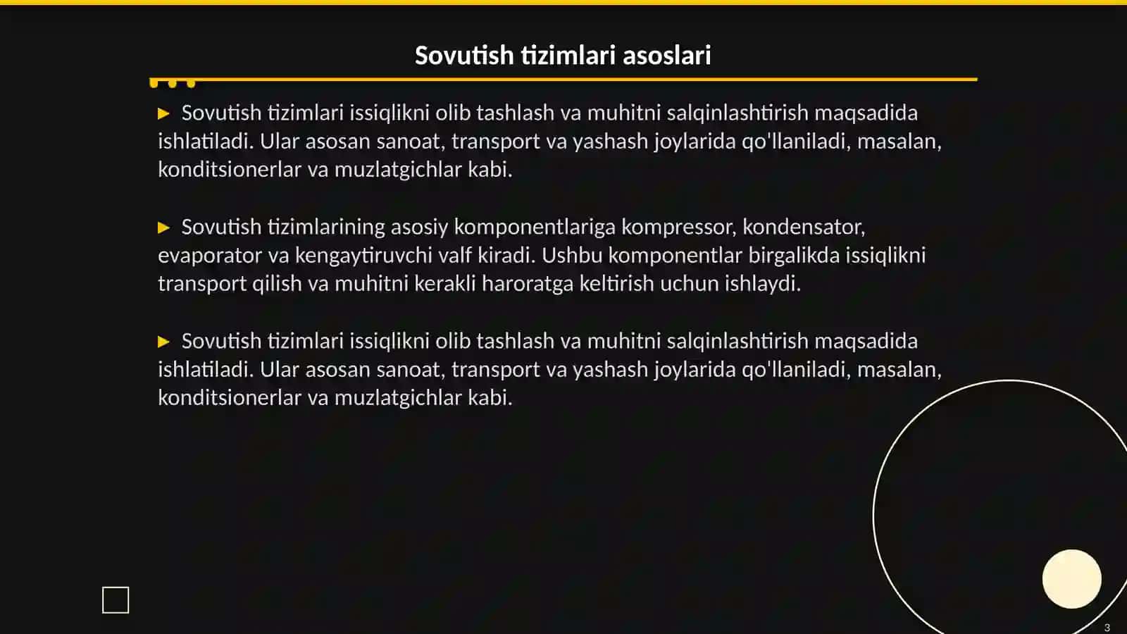 Sovutish tizimlarida issiqlik balansini hisoblash 3