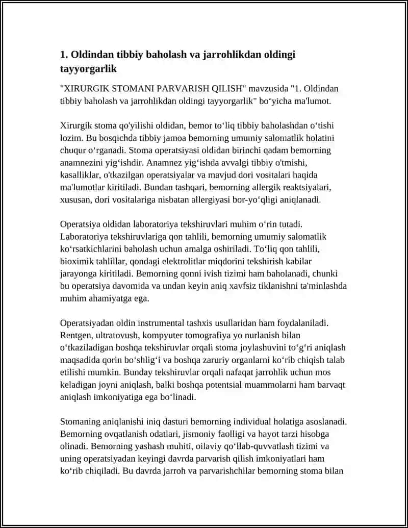 XIRURGIK STOMANI PARVARISH QILISH 3