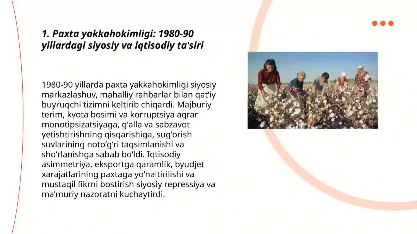 Paxta yakka hokimligi va qatag'onliklar 3