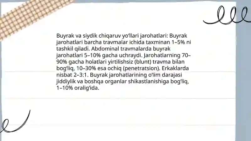 Buyrak va siydik chiqaruv yo'llari jarohatlari 3