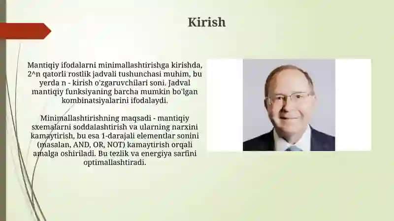 Mantiqiy ifodalarni minimallashtirish usullari 3