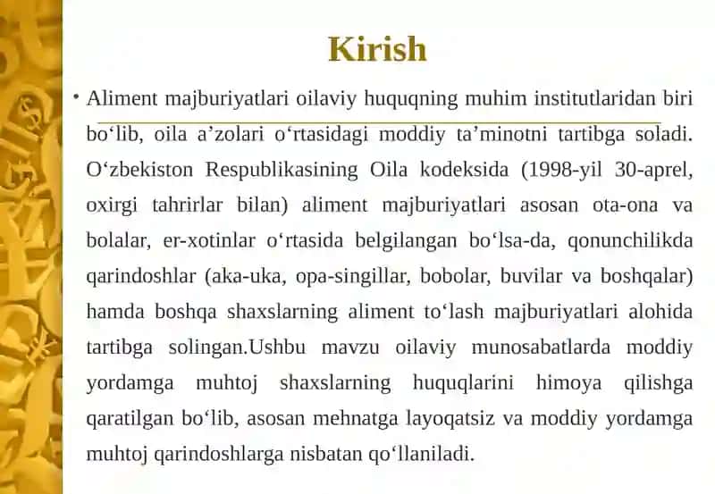 Aliment majburiyatlari 3