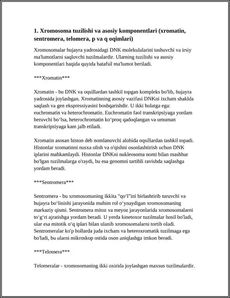 XROMOSOMA XARAKTERISTIKASI TIPLARI KARIOTIP VA IDEOGRAMMASI 3