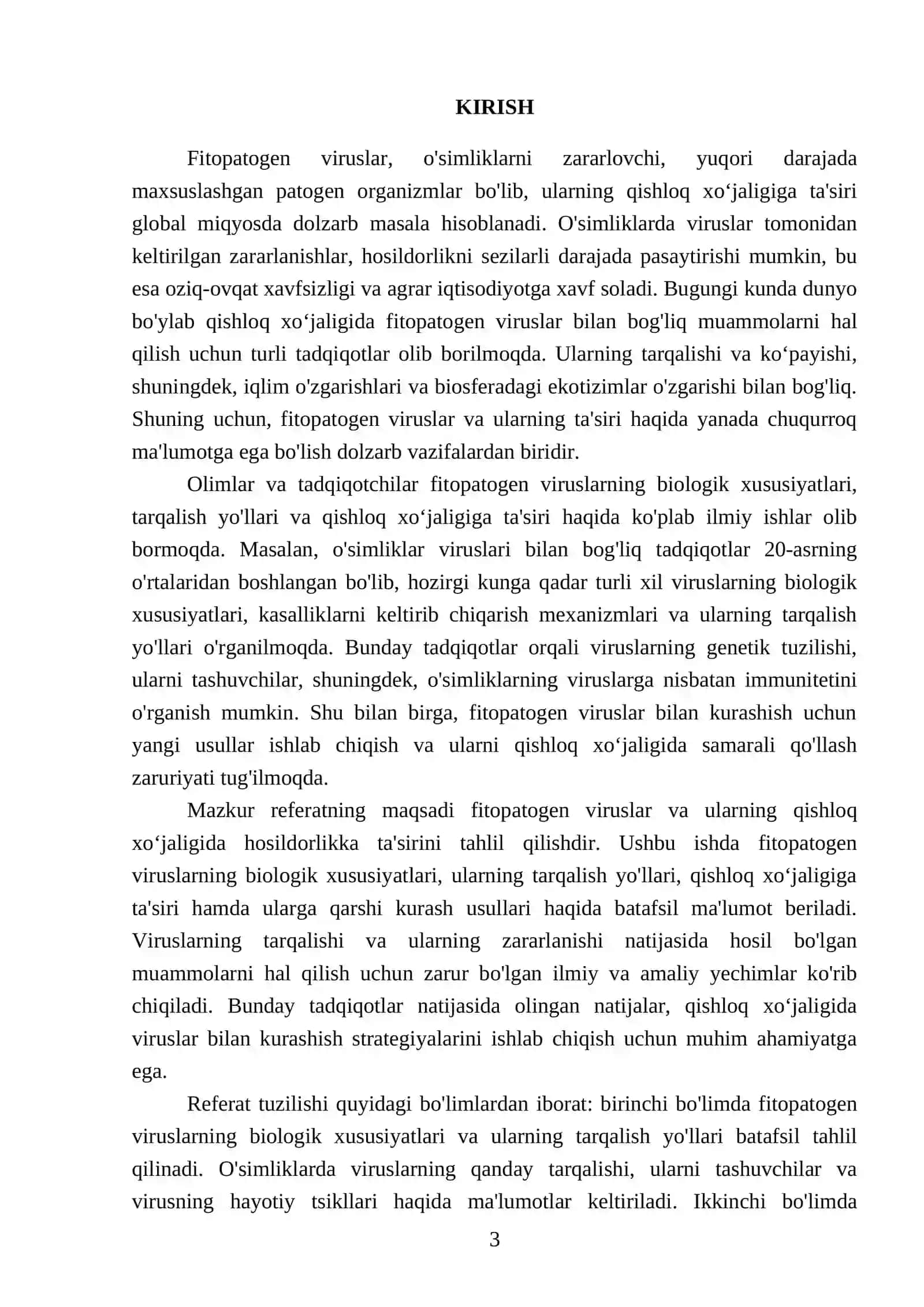 Fitopatogen viruslar va ularning xalq xo‘jaligidagi ahamiyatini tahlil etish 3