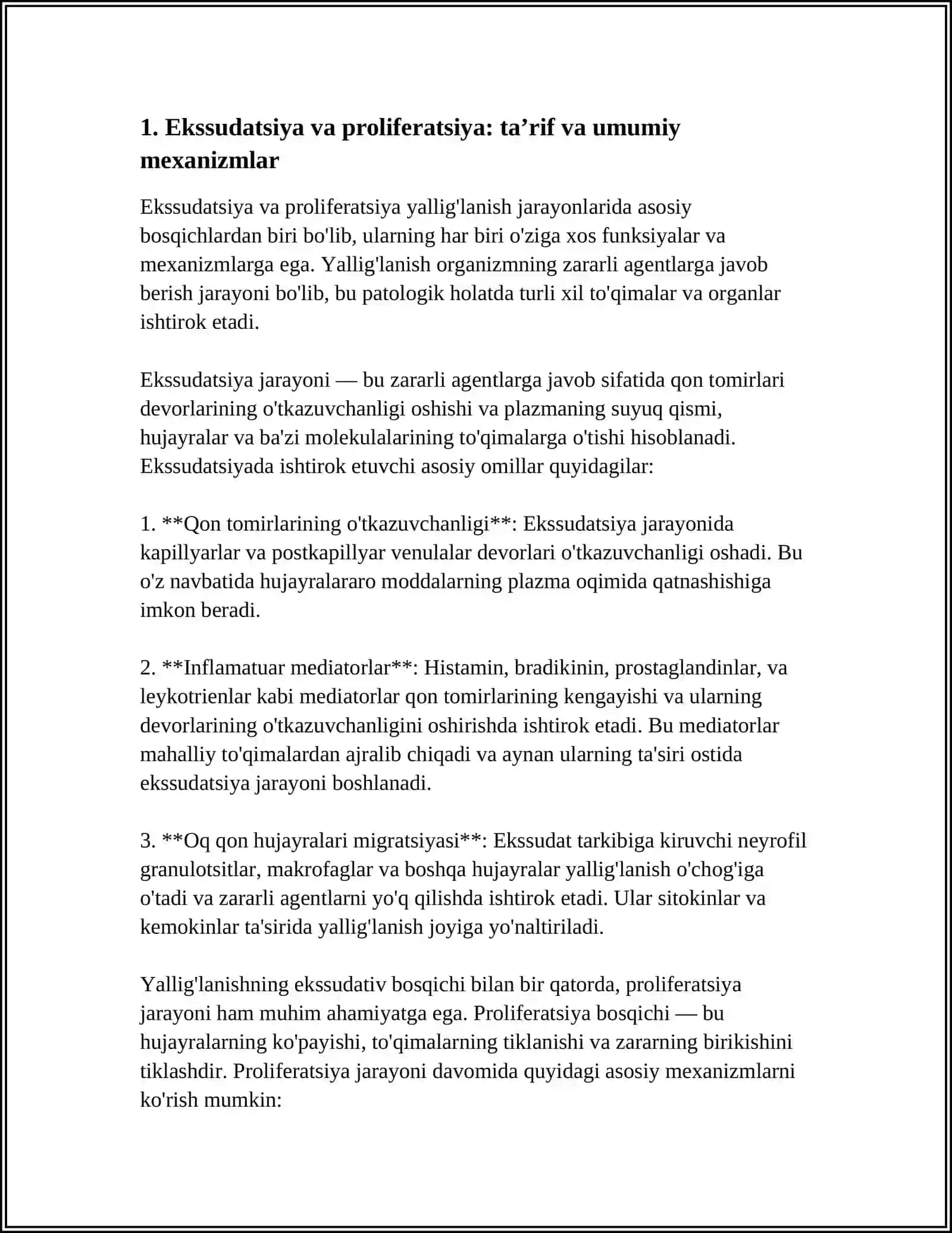 YALLIG'LANISHDA EKSSUDATSIYA VA PROLIFERATSIYA JARAYONLARI 3
