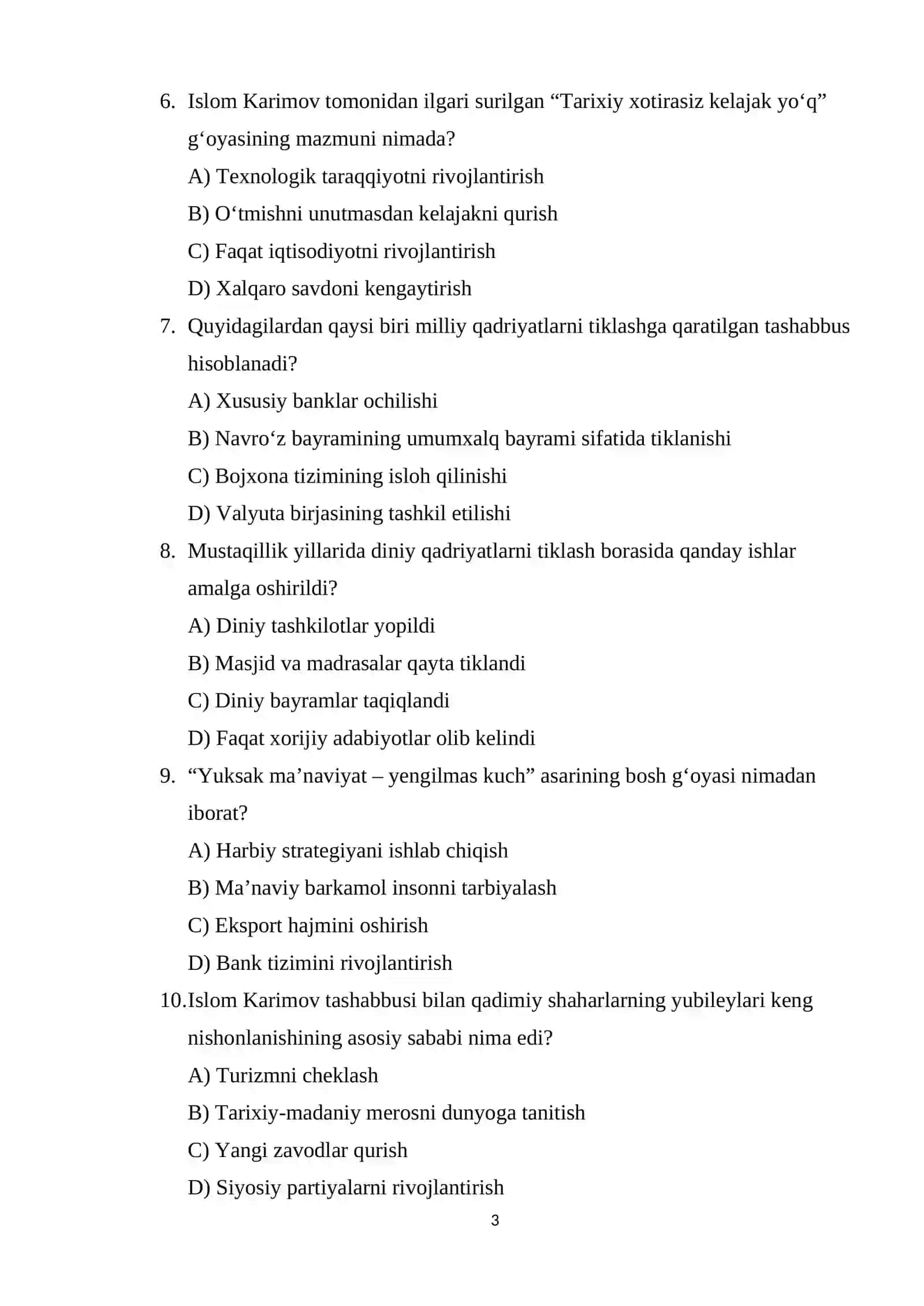 O‘zbekiston Respublikasining Birinchi Prezidenti Islom Karimovning ajdodlar merosi va milliy qadriyatlarni tiklash borasidagi xizmati. 3