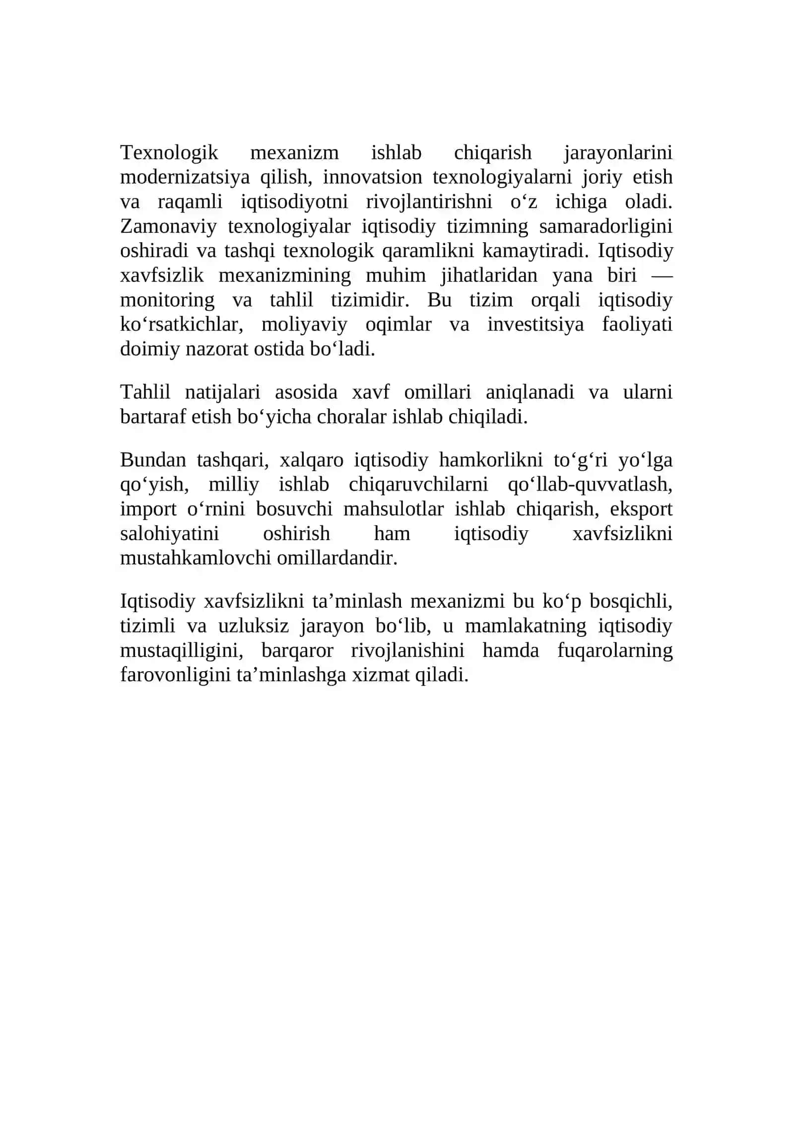 Iqtisodiy xafsizlikni ta'minlash mexanizmi 3