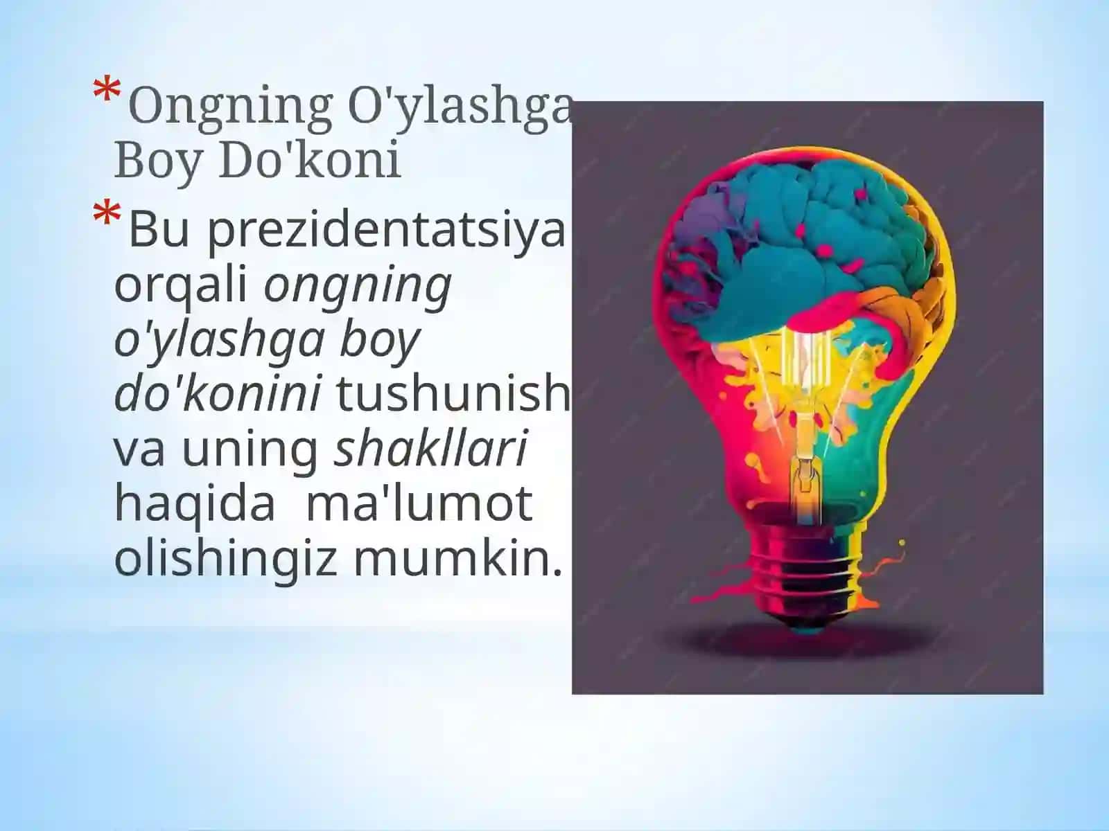 Ong tushunchasi. Ong shakllari 3