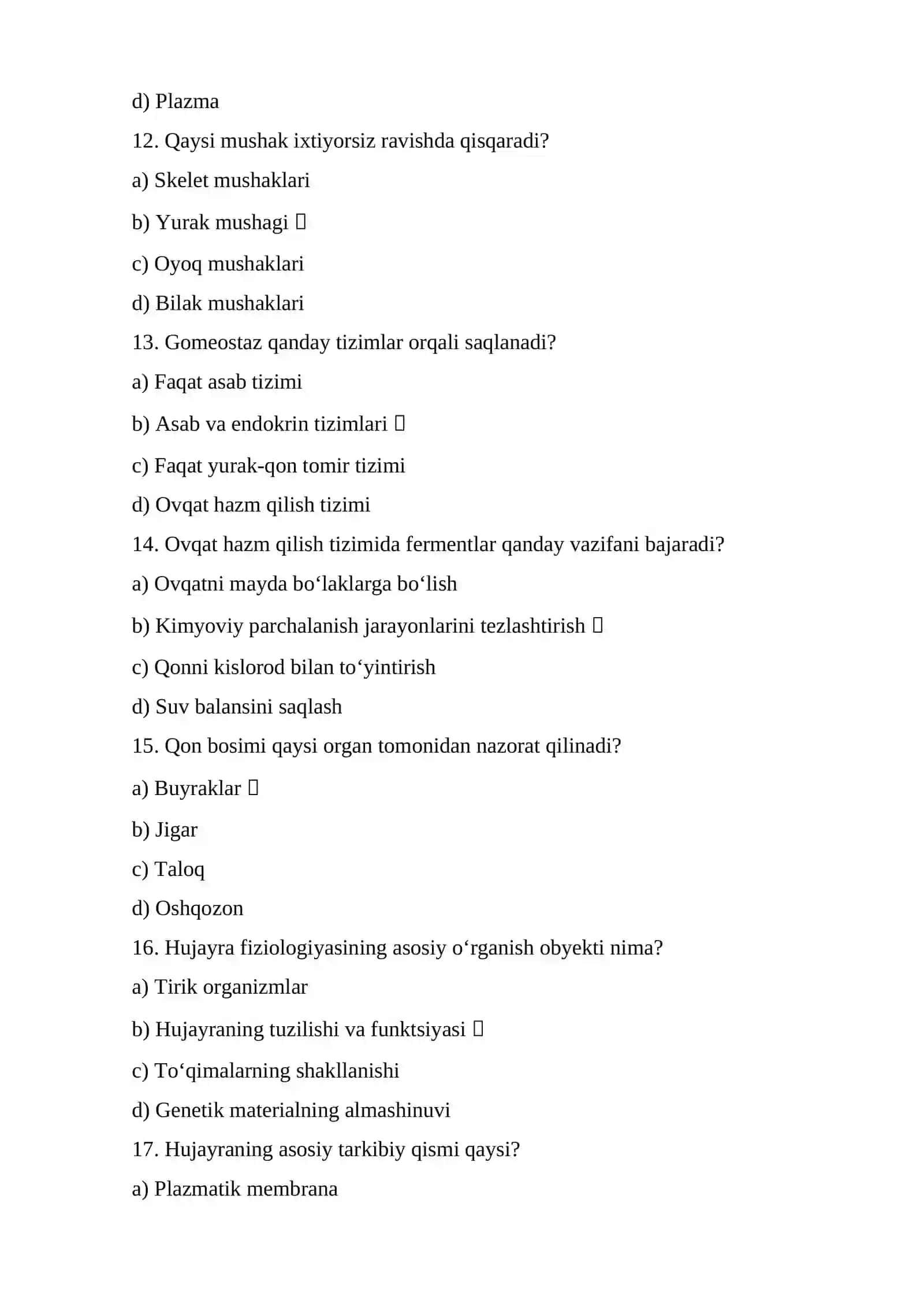 Stomatologiya yo`nalishi uchun yakuniy nazorat testi 3