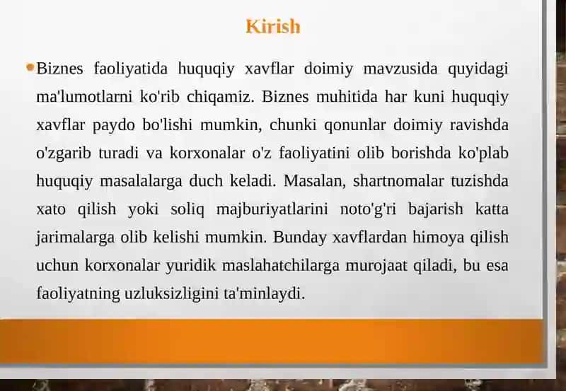Biznes faoliyati davrida yuridik xizmat 3