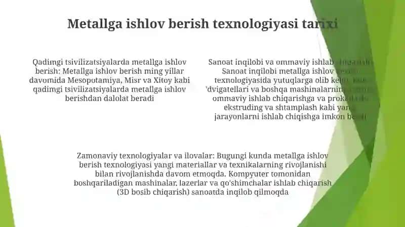 Metallarga Ishlov Berish Texnologiyasini OʻRganish 3