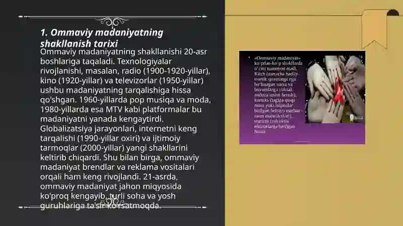 Ommaviy madaniyatning shakllanish tarixi va uning turlari 3