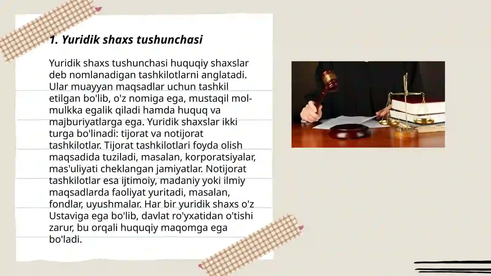 Yuridik shaxs tushunchasi belgilari va turlari 3