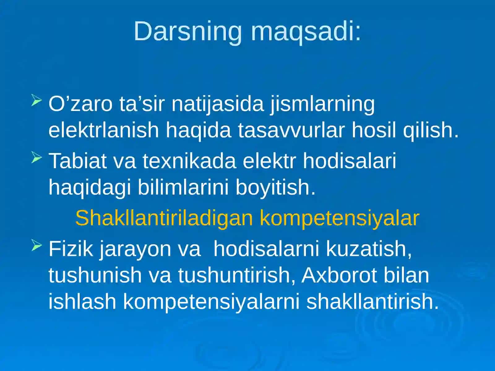 8-sinf Fizika fanidan Jismlarning zaryadlanishi dars ishlanma 3