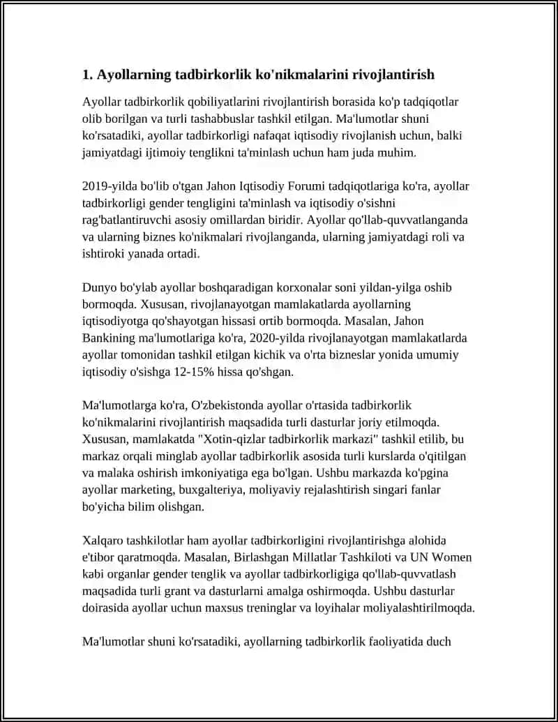 JIZZAX VILOYATIDA XOTIN-QIZLARNING IQTISODIY FAOLLIGINI OSHIRISHGA QARATILGAN ISLOHOTLAR 3