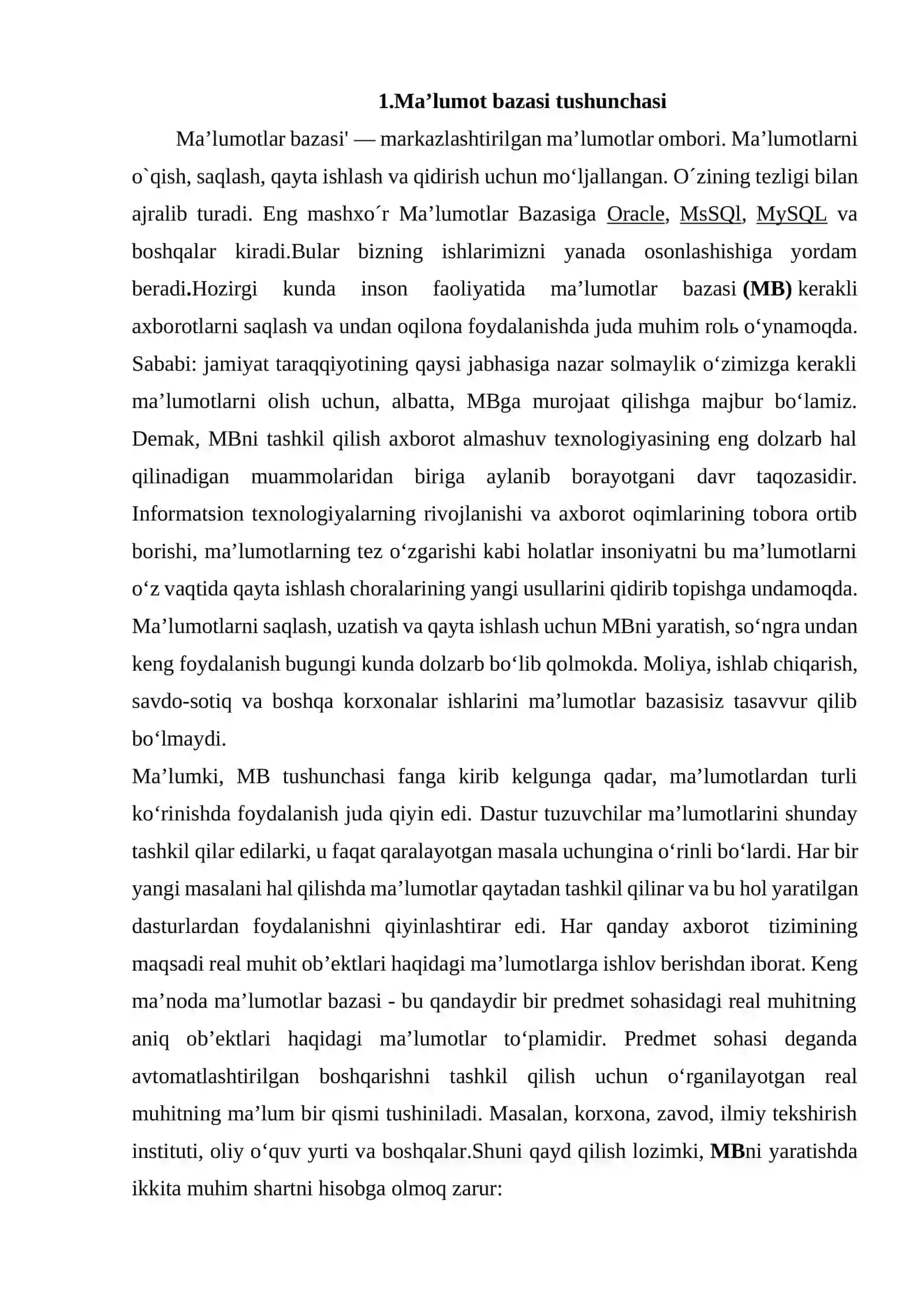 "Kafedra" MB loyihalash mavzusida KURS ISHI 3