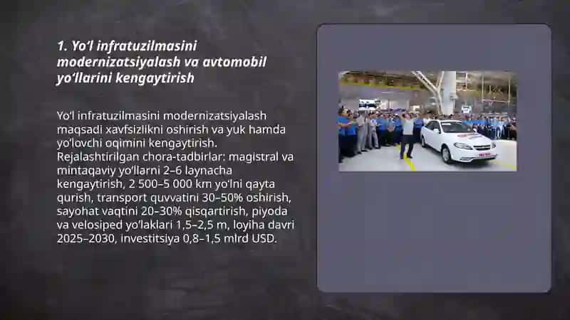 Òzbekiston avtomobil transportining rivojlanish istiqbollari 3