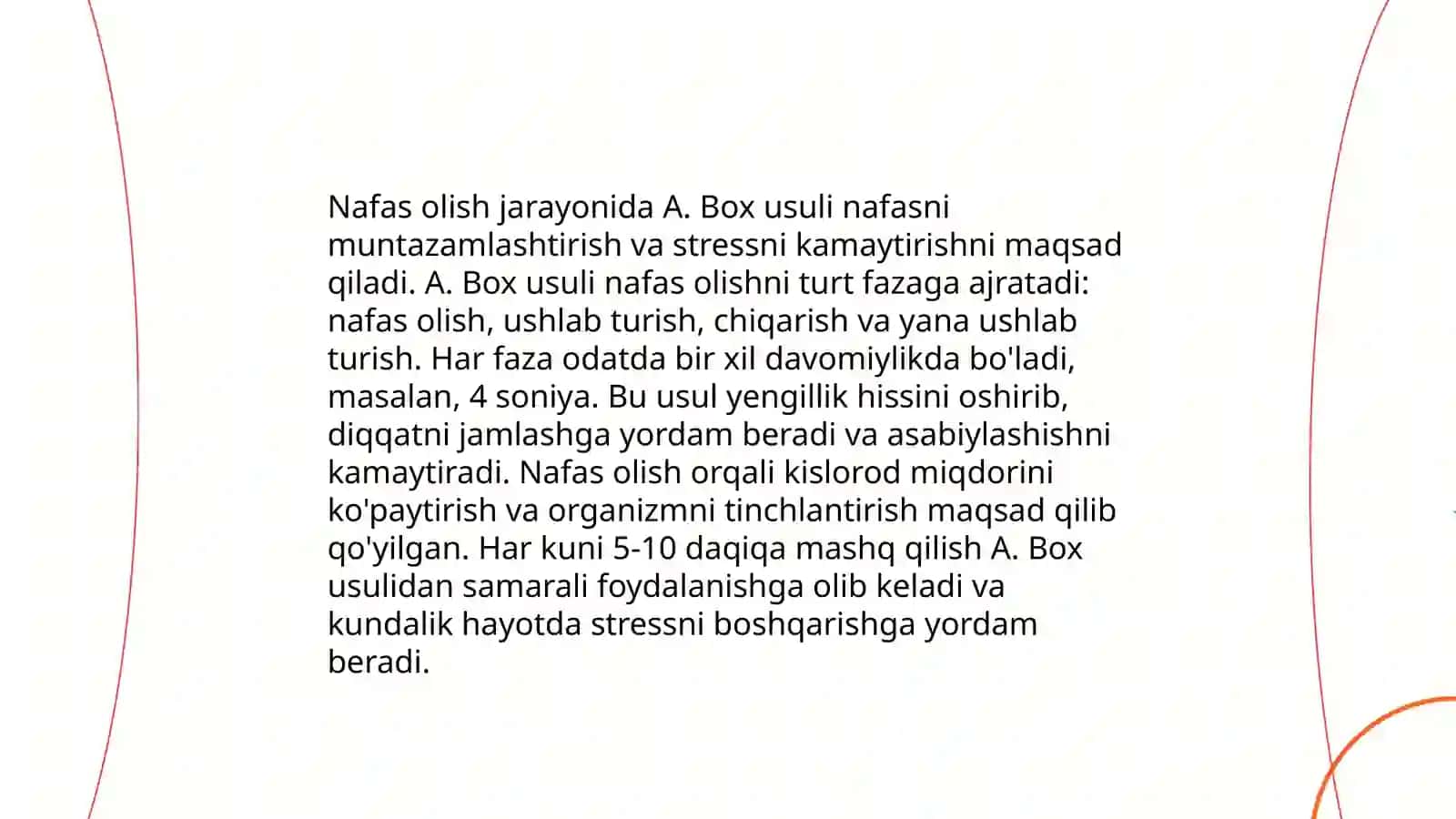 Nafas olish jarayonini urganishda A.Box usuli 3