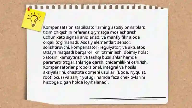 Kompensatsion va Parametrik stabilizatorlarni ishlash prinsipi 3