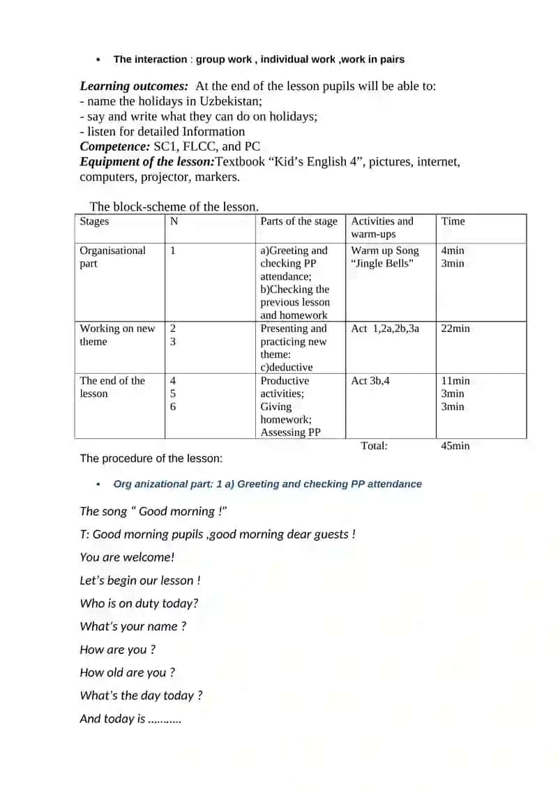 Unit 7. Lesson 1 "We love holidays" 3