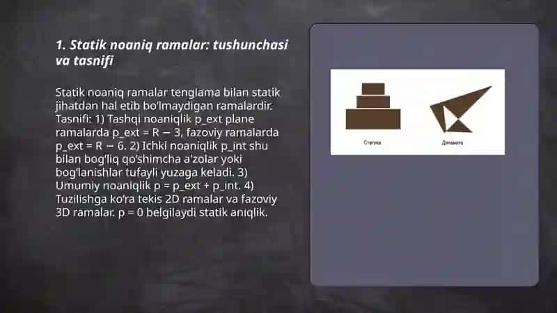 Statik noaniq ramalarni kuchlar usulida hisoblash by Bunyod Toʻrayev 3