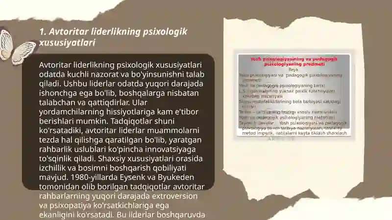 Avtoritar va demokratiya asosidahi liderlikning psixologik jihatlarini tahlil qilish 3