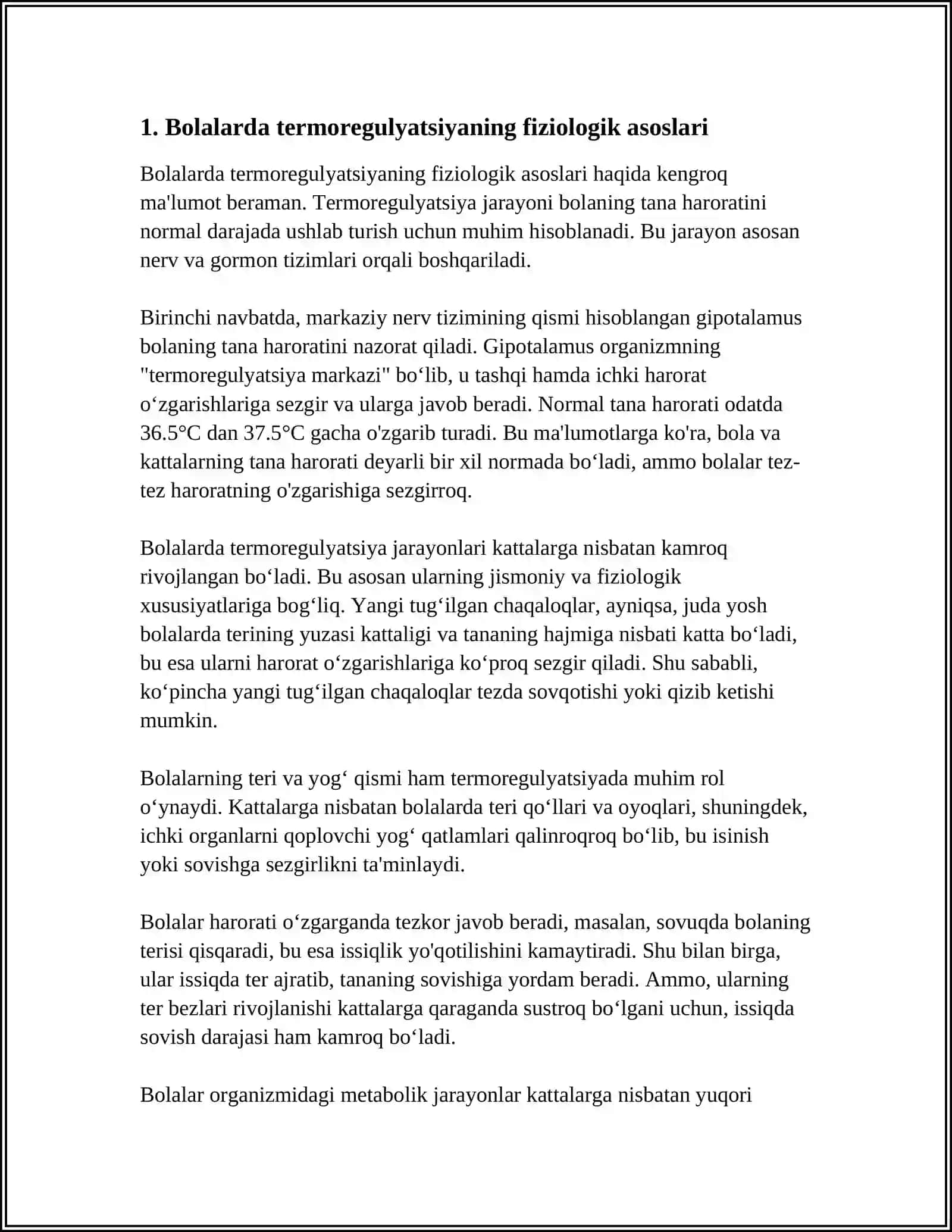 ISSIQ IQLIM SHAROITLARIDA BOLALARNING TERMOREGULYATSIYASI 3