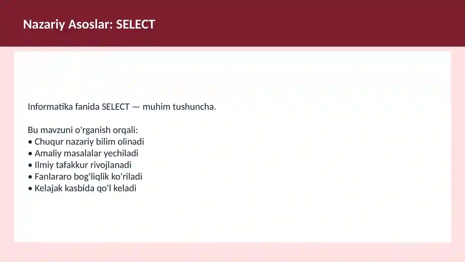 O'qituvchilar va talabalar uchun dars ishlanma 3
