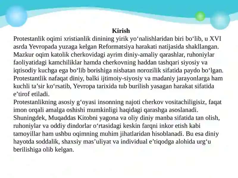 Protestanlık oqimi va uning mohiyati 3