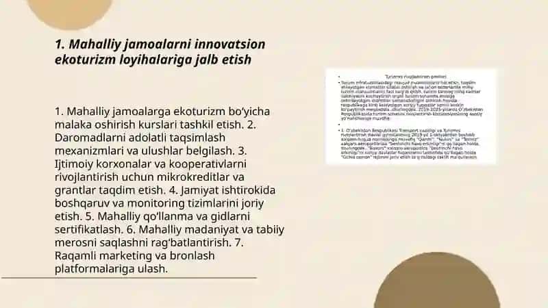 Mahalliy jamoalarni turizmda innovatsion loyihalarga jalb etish 3