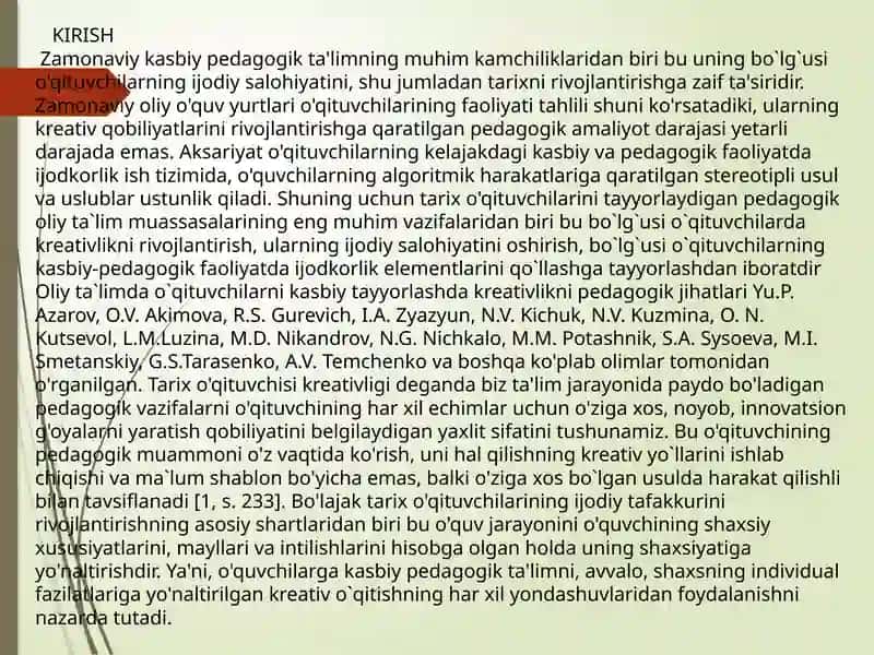 O’qituvchi kreativ solohiyatini rivojlantirish usullari 3