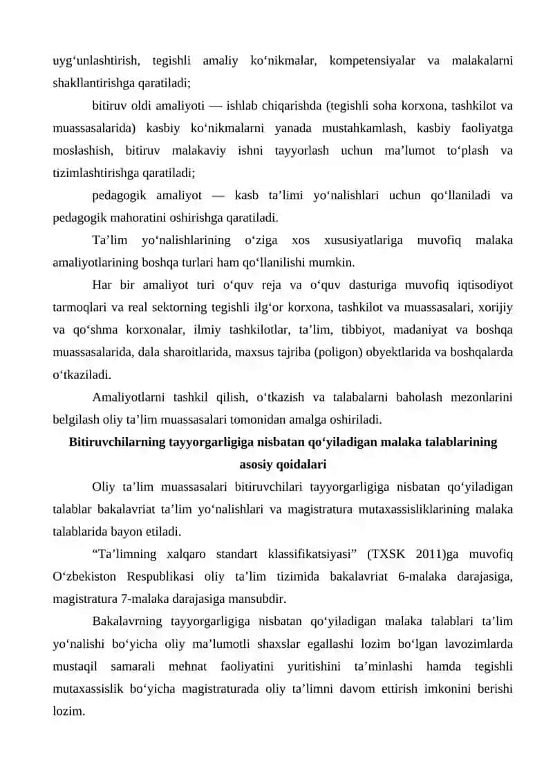 ta’lim yo’nalishi bakalavrlarining malaka tavsifi 3