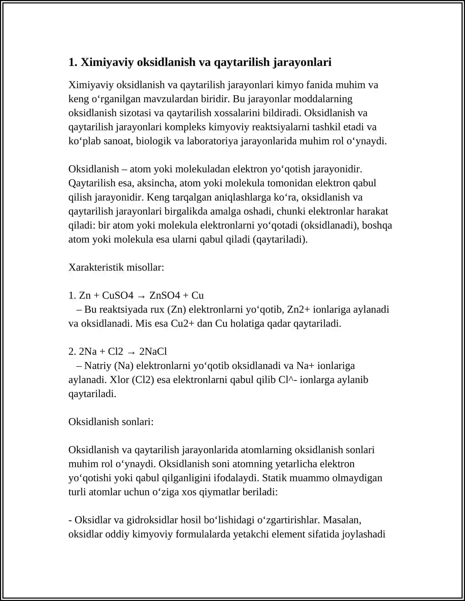 OKSIDLANISH VA QAYTARILISH 3