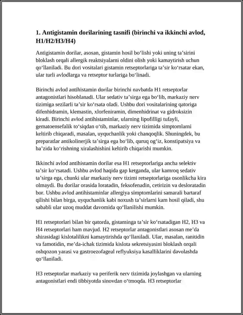 ANTIGISTAMIN DORI VOSITALARINING KLINIK FARMAKOLOGIYASI 3