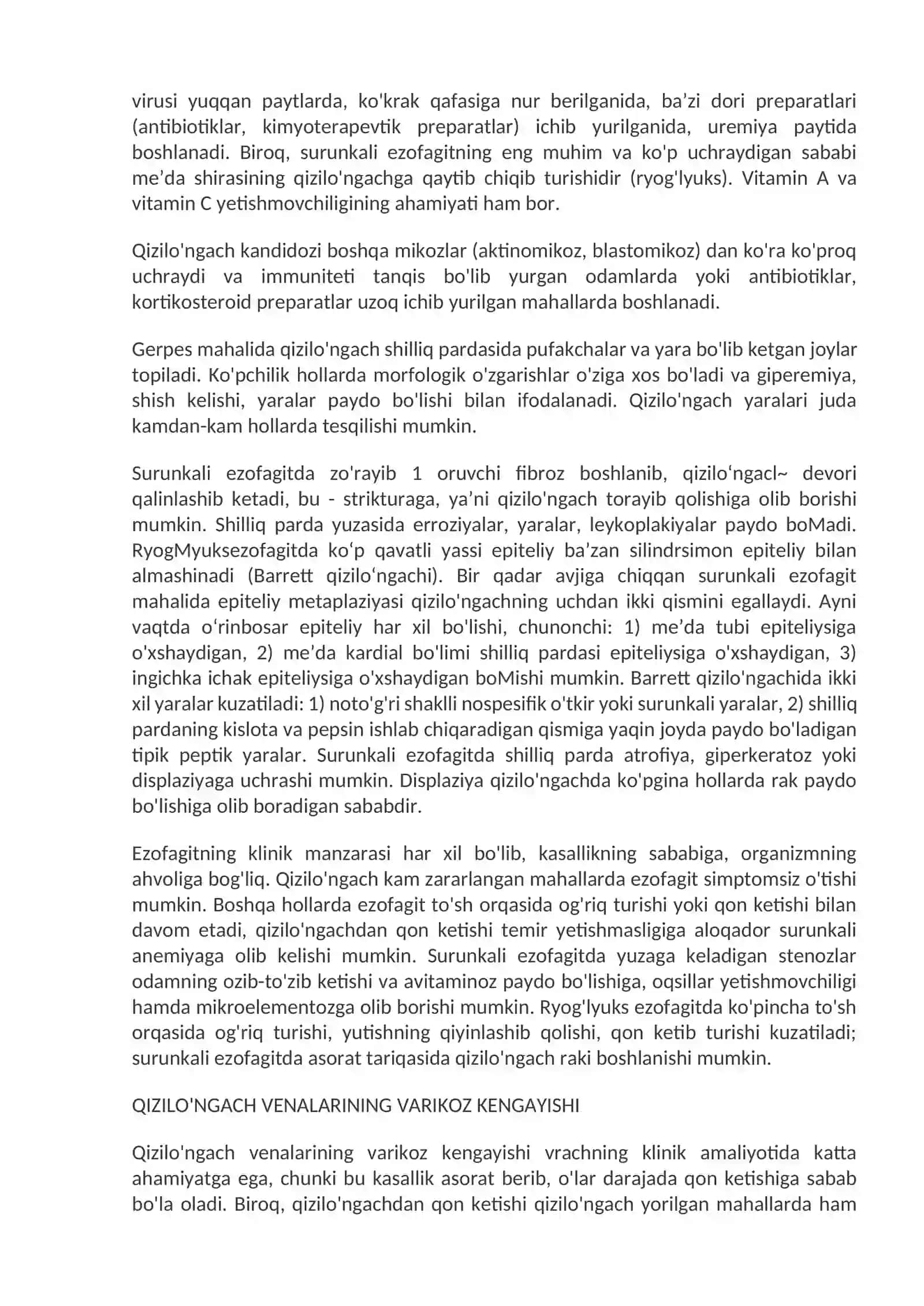 Me’da-ichak yo‘li kasalliklari.Qizilo'ngach kasalliklari 3