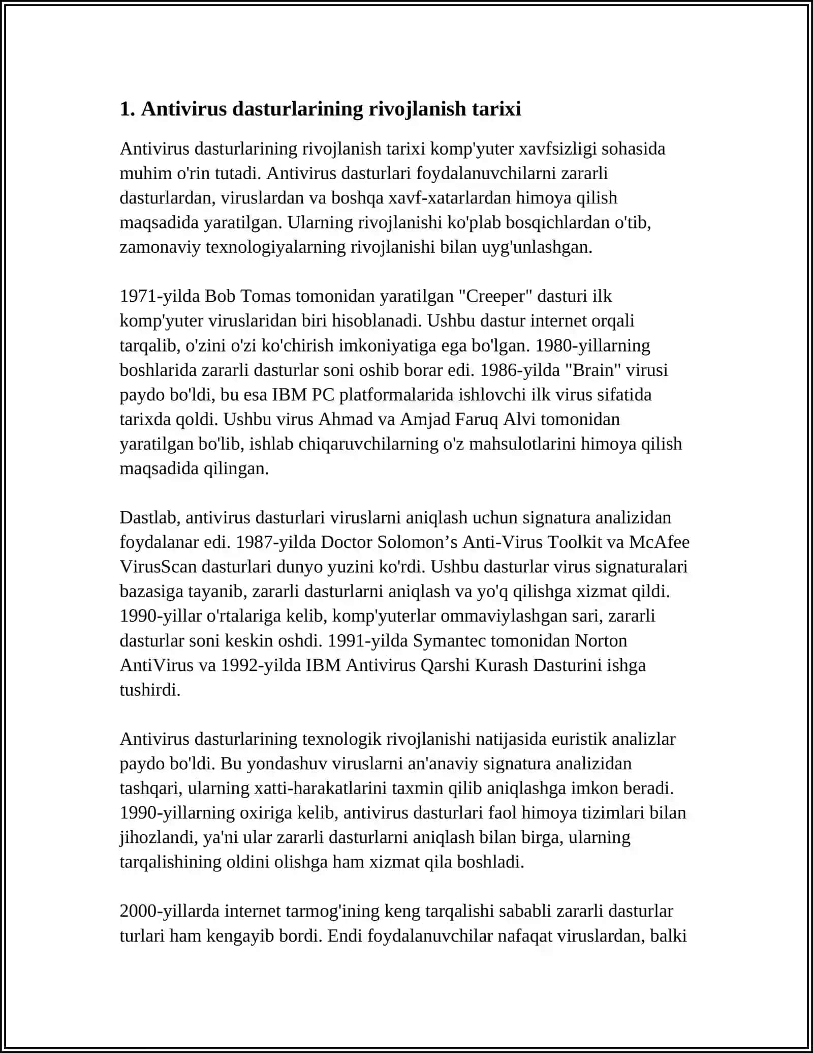 ANTIVIRUS DASTURLARINING YARATILISH TARIXI VA ULARNING TURLARI 3