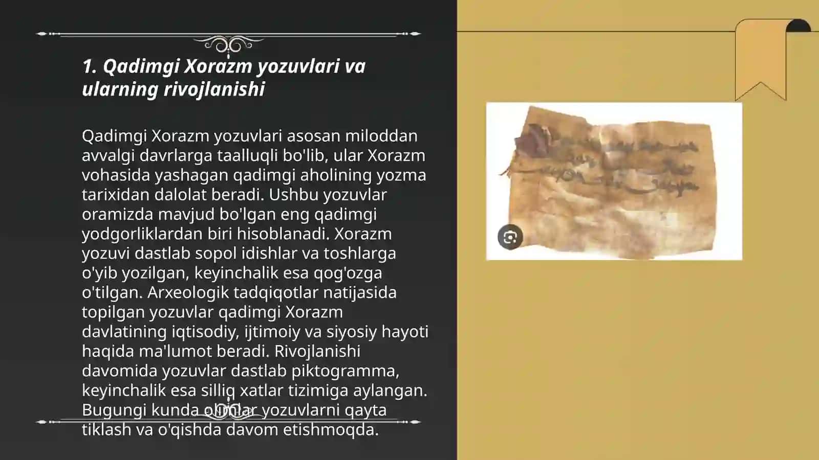Qadimgi yozuvlar ( Xorazm, Kushon, Baqtriya, Eftal ) yozuvlarining tarixi 3