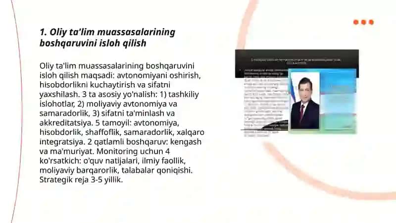 Oliy ta'lim muassasalarining boshqaruvini isloh qilish 3