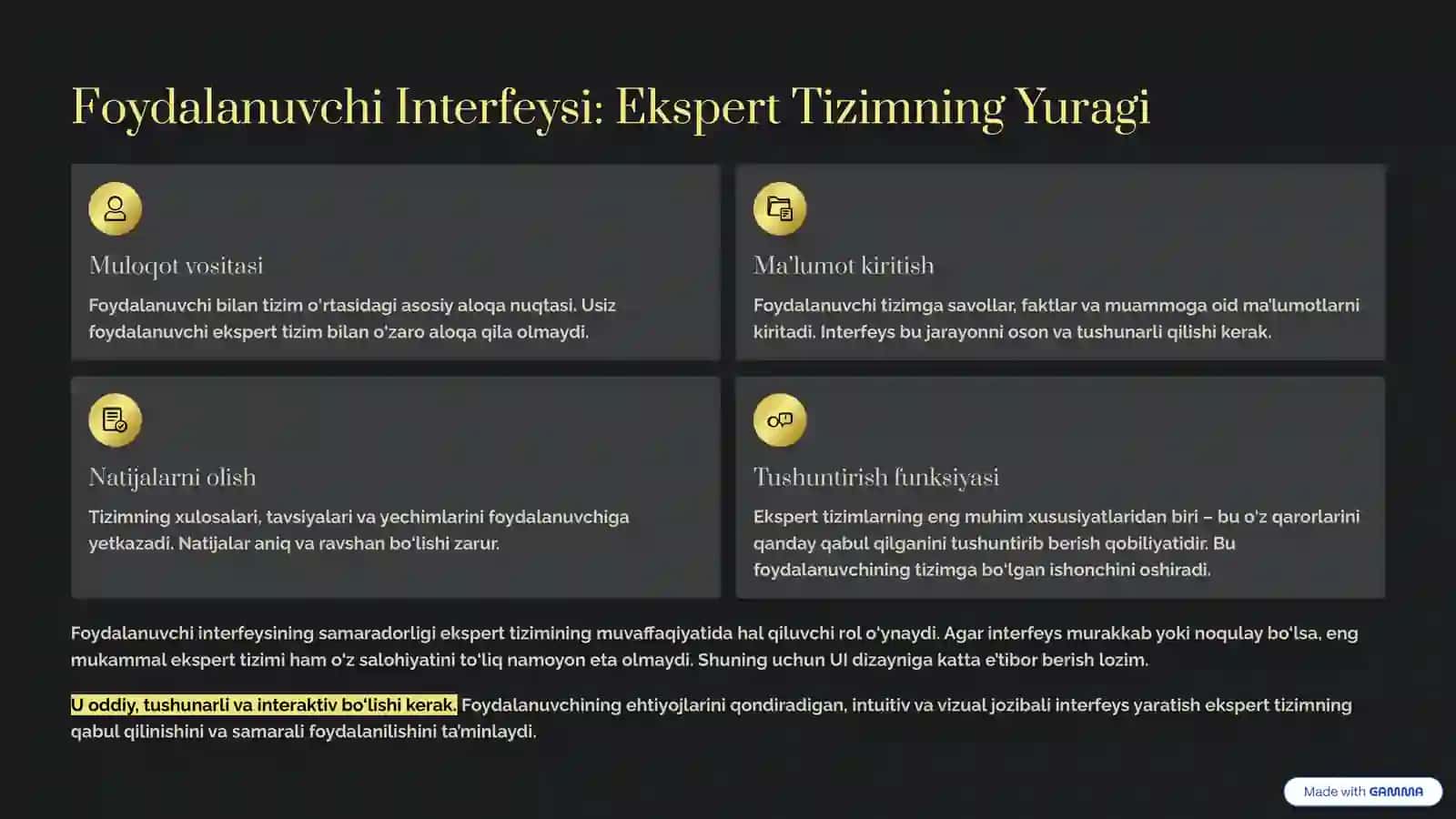 Foydalanuvchi Interfeysi va Ekspert Tizimlaridan Foydalanish 3
