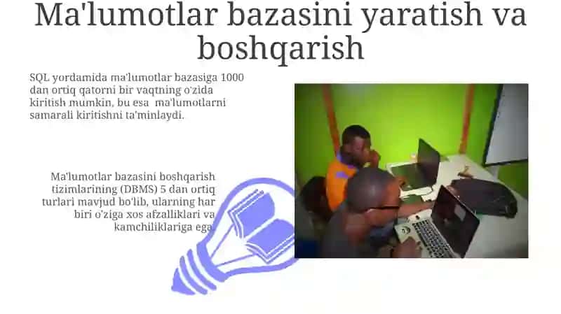Ma'lumotlar bazasi va ularni boshqarish tizimlari bilan ishlashni o'rganish 3