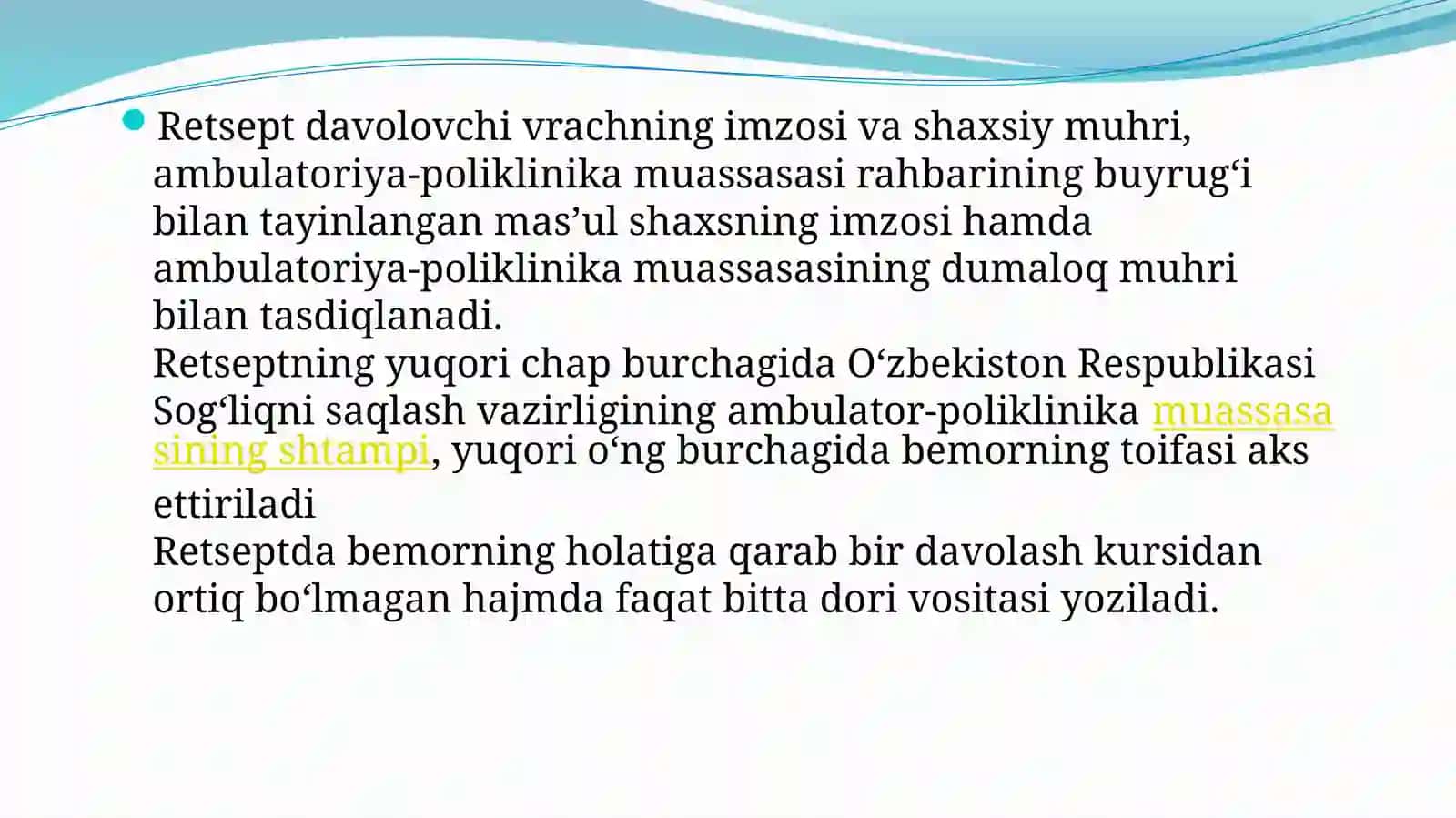O`zbekiston Respublikasi Prezidentining retseptura asoslangan qonun va farmoyishlari 3