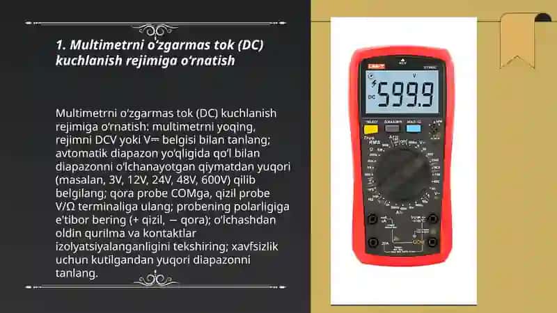Multimetr yordamida o‘zgarmas tok kuchlanishini o‘lchash 3